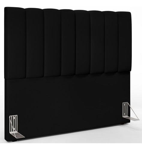 Kit Cabeceira Box 140 Cm Calçadeira Dália Suede Preto