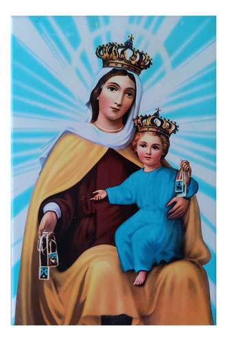 Imagen De Virgen Del Carmen En Azulejo 31x45cm Primera Ade