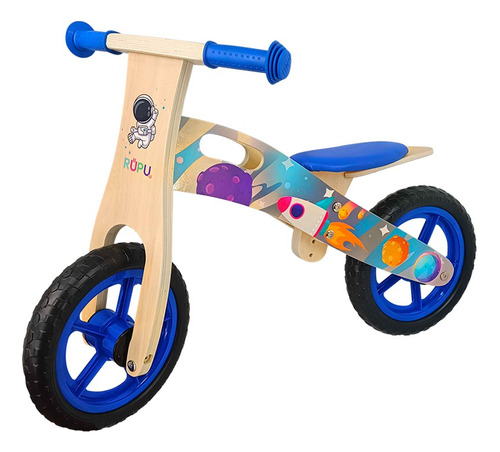 Bicicleta De Aprendizaje Equilibrio Madera Azul Niño / Lhua