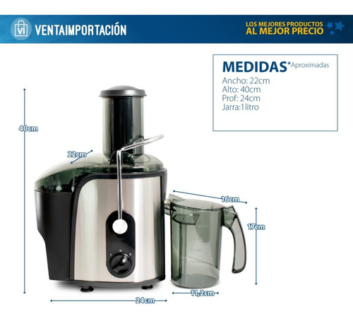 Juguera Eléctrica Extractor De Jugo Diseño Jarra Con Manija