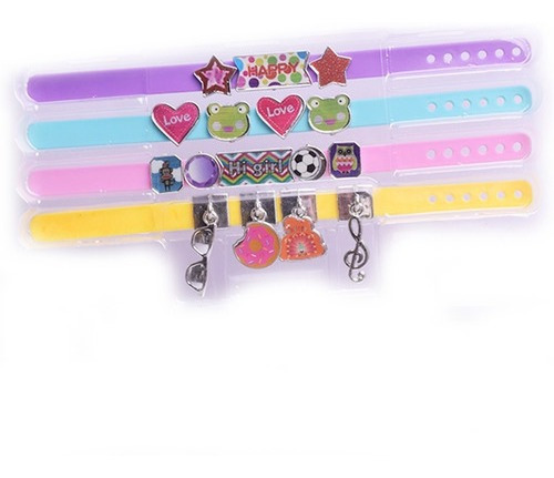 Imagen 3 de 6 de Pulseras Con Letras Dijes Y Stickers Para Crear Duende Azul