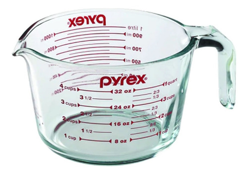 Jarra Medidora De Vidrio 1 Litro Linea Basics Pyrex H Color Vidrio Transparente