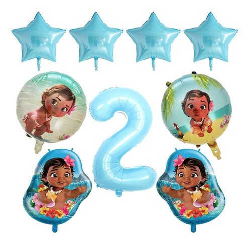 Globos De Aluminio Con Diseño De Moana Para Decoración De Fi