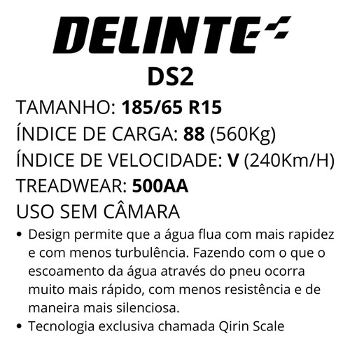 2 Pneu Delinte 185/65r15 Ds2 Tl 88v Kangoo Punto C3 Agile