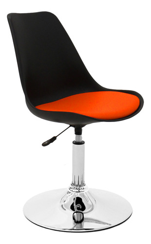 Silla Tulip Eames Para Escritorio Con Base Fija Newmo Negra De Asiento Naranja