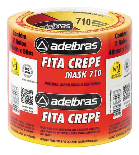 Fita Crepe Adelbras Mask 48x50m  615000009 - Kit C/2