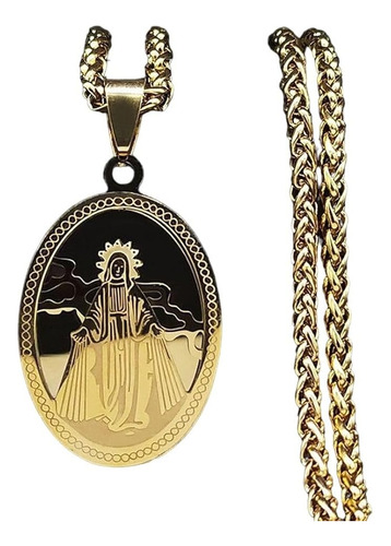 Medalla Collar Virgen Maria Cadena Color Oro Milagrosa Asunc