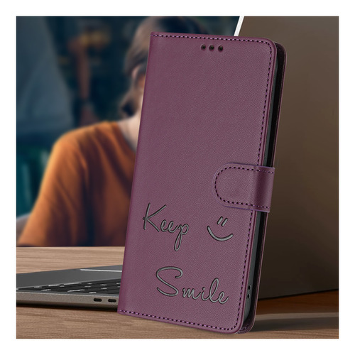 Funda De Piel Con Forma De Cara Sonriente Para Cubot Note 40/p50/a10/a20/a30/max 5, Cierre Magnético, Ranuras Para Tarjetas, Cartera