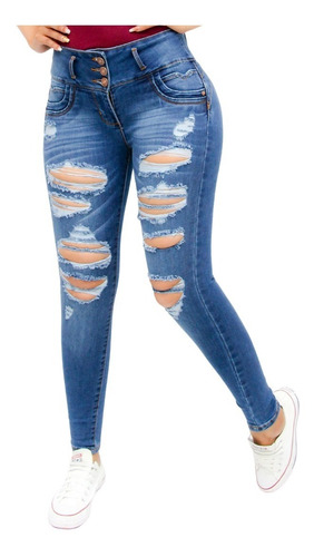 Jeans Rasgados Corte Colombiano Ultra Skinny Ref6389-01