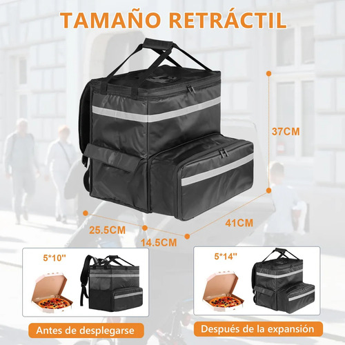 Mochila Repartidor Bolsa De Reparto Pizza Expandible Aislada