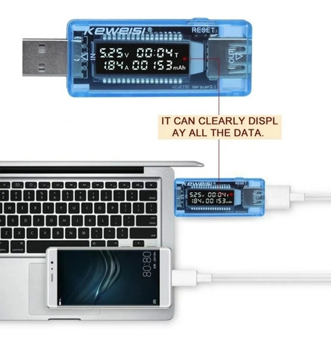 Imagen 4 de 5 de Tester Usb Medidor - Voltimetro Amperimetro - Analizador Mah