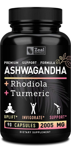 Ashwagandha Rhodiola Rosea Curcuma 100% Puro 2005 Mg 90 Cap