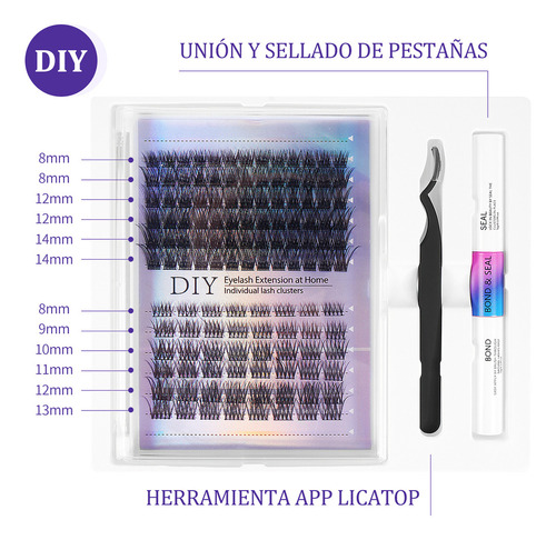 Kit De Extensiones De Pestañas 30d+40d Magefy Lash Curvatura D 8-13mm Mixtas Con Pegamento Y Rizador De Pestañas+cepillo Para Pestañas Individuales Kit Completo Diy Adhesivo Para Pestañas Estilo 1
