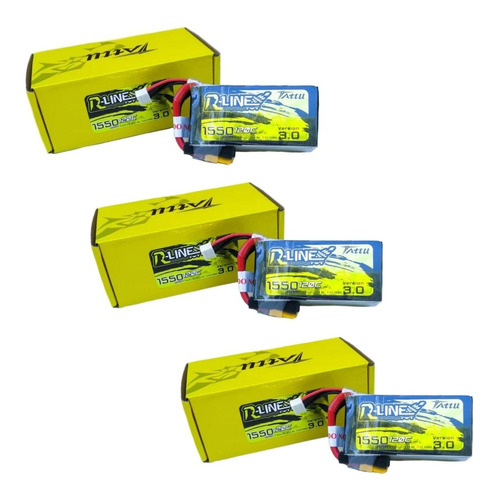 3 Pack Batería Lipo Tattu 1550 Mah 14.8v 4s 120c