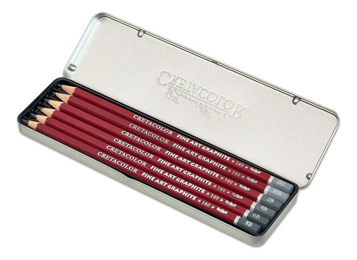 Set Lápices Graduados Estuche Metalico X 6 Cretacolor Color del trazo Negro