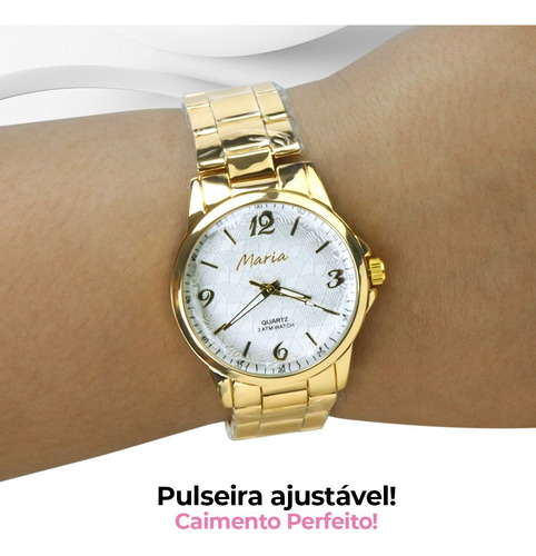 Relogio Feminino Banhado Ouro Qualidade Premium + Caixa