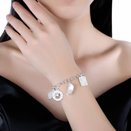 Imagen 3 de 6 de Pulsera Plata 925 Con Dijes Calculadora, Lapicera, Contador