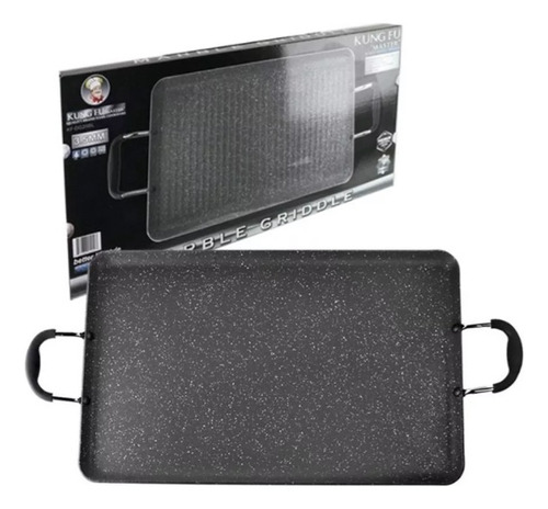 Sarten Comal Doble Antiadherente Mármol Kung Fu 50 X 29cm Color Negro