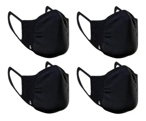 kit 4 máscaras de proteção antimicrobial lavável cor preta