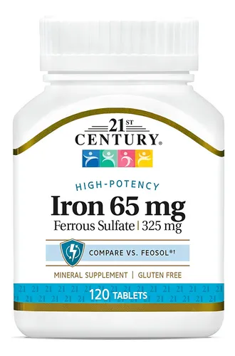 Hierro 65 Mg (sulfato De Hierro 325mg) 21st Century 120 Tabs Sabor N/a