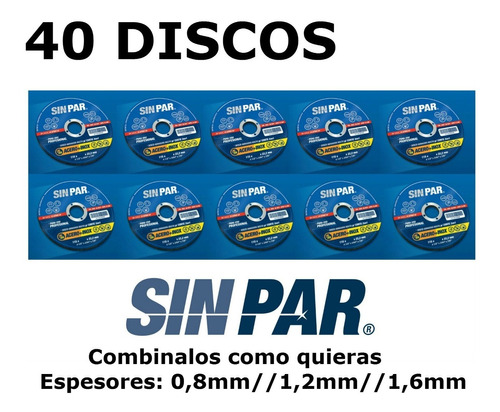 40 Discos De Corte Metal Para Amoladora 115 X 0.8  1.2  1.6 
