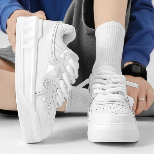 Zapatillas Casuales Transpirables Para Hombre, Zapatos Blancos De Verano