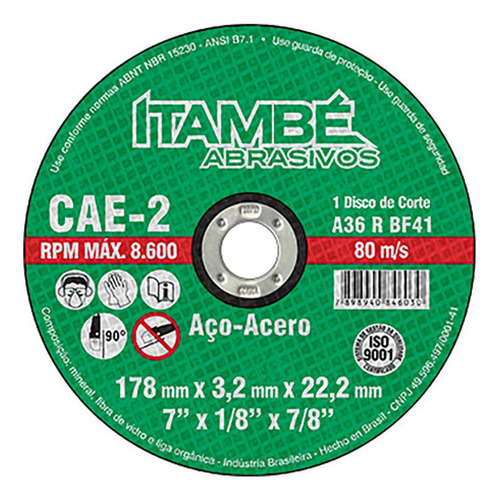 Disco Corte Itambe Ferro 10x 5/8 Cae-2t