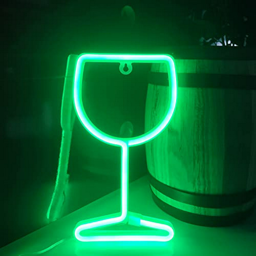 Letrero Luminoso De Copa De Vino Led, Usb/batería, Decoració