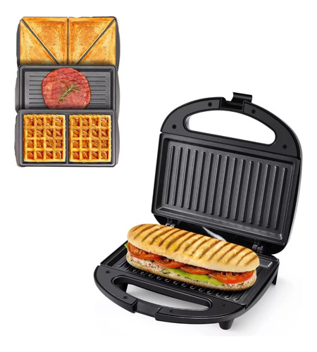 Kit 3 En 1 Sandwichera Panini + Tostadora + Waflera Electric