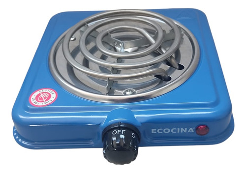 Parrilla Electrica Ecocina De 1 Quemador Con Termostato Color Azul