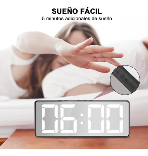 Reloj Despertador Digital Con Luminosidad Regulable Y Snooze