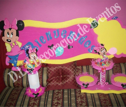 Decoracion Fiesta Infantil De Minnie Mouse En Icopor