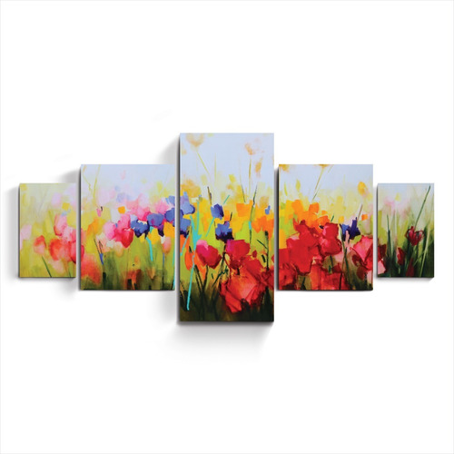 Cuadros Modernos Pintura Tulipanes Flores Diseño Abstracto