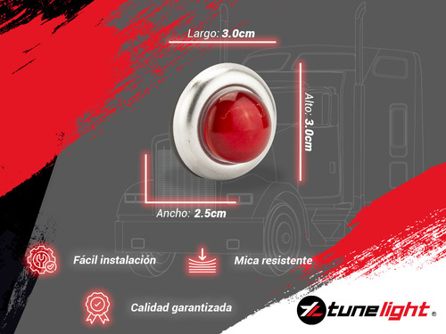 20 Pzas Plafones Tipo Botón Luz Fija Roja 2 Leds Tunelight