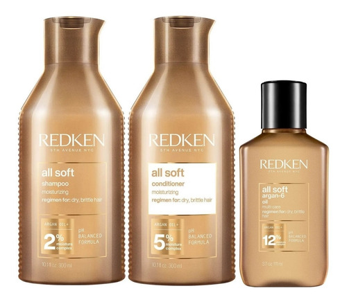 Shampoo Argán + Acondicionador +aceite Argán Redken All Soft