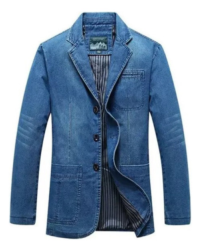 Ropa De Hombre De Moda Abrigo De Mezclilla Básica Chaqueta