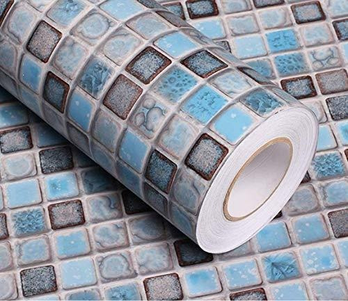 Papel Vinilo Autoadhesivo P/pared 0.40x 5m/mod: Mosaic/azul