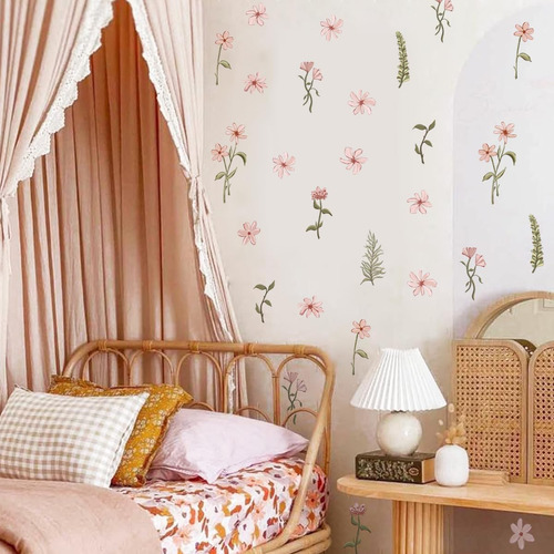 Calcomanías De Pared De Flores De Acuarela Boho, Calcomanías