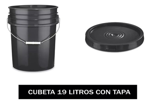 Cubeta Color Negra Con Tapa 19 Lts