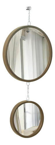 Espelho Decorativo Duplo Marrom Alça Corrente 30cm 20cm