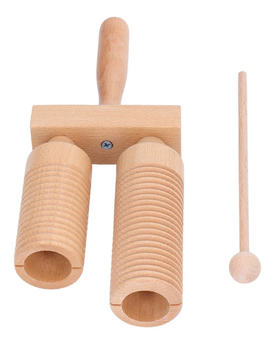 Raspador De Percusión Guiro, Doble Cilindro, Roscado, Madera