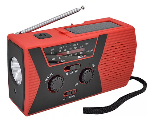 Radio Portátil Con Manivela Solar De Emergencia Am/fm/noaa W