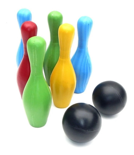  Juego De Bowling Bolos Set Plastico Infantil Colores Pinos 