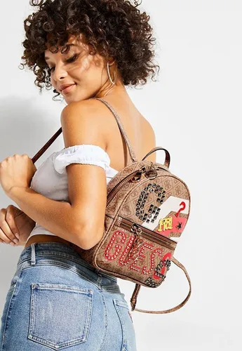 Bolsa Backpack Guess Caf Monograma 100 Original Nueva