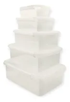 Comprar Set De 5 Contenedores Tuper Plástico Freezer Hermético 