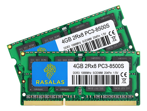 Memoria Ram Rasalas 8gb (2x4gb) Ddr3-1066mhz Sodimm Pc3-8500