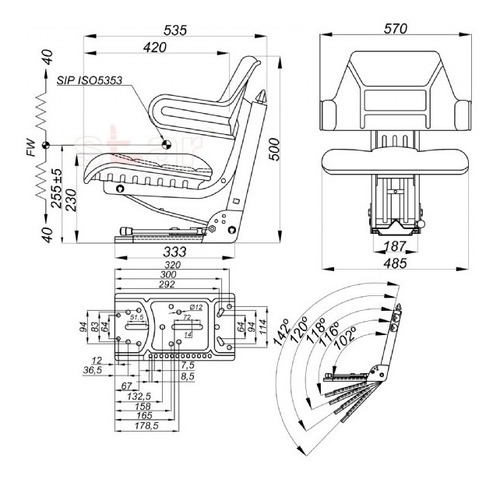 Butaca Para Tractor Universal Con Riñonera Negro