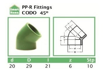 120 Codos 45º 20 Mm Ppr Termofusión