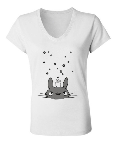 Remera Mi Vecino Totoro Anime Mujer Escote V 