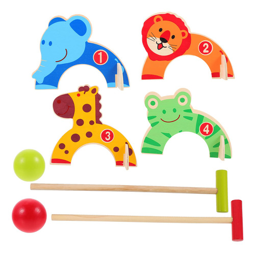 Toyvian Juego Croquet Mazo Madera Bola Color Mechon Animal